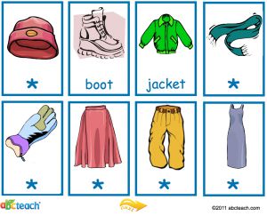 Interactive: Notebook: ESL: Flashcards: Clothing–with audio