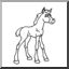 Clip Art: Cartoon Horse: Foal (coloring page)