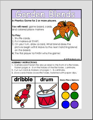 Folder Game – Garden Blends (beginning blends bl, br, cl, cr, dr)’ Phonics