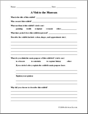 Report Form: Field Trip – Museum Exhibit (elem/ upper elem) – Abcteach