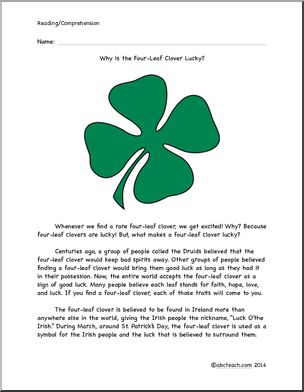 Easy Reading Comprehension: History of the Four Leaf Clover