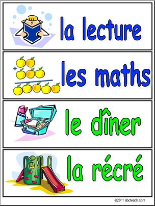 French: Schedule Cards: Set 1