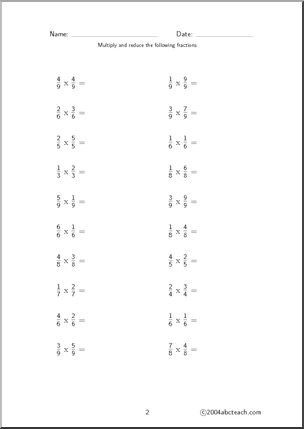 Fraction Multiplication (set 1) Worksheet