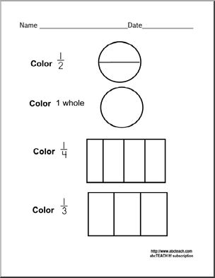 Coloring Fractions 2 Worksheet