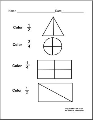 Coloring Fractions 3 Worksheet