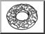 Clip Art: Doughnut: Frosted w/ Sprinkles (coloring page)