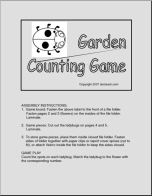 Board Game: Ladybug Counting (preschool) -b/w