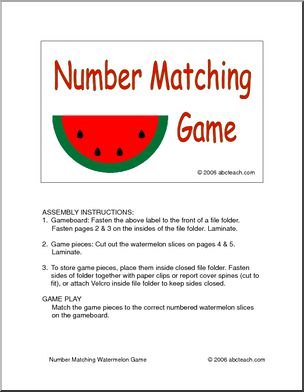 Watermelon Number Matching Board Game (color)