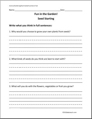 Comprehension: Fun in the Garden! Seed Starting (primary)