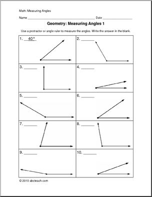 Measuring Angles (upper elem) Worksheets