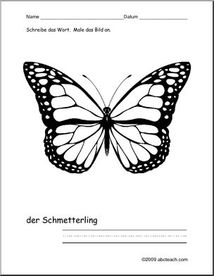German: Color and Write – Butterfly