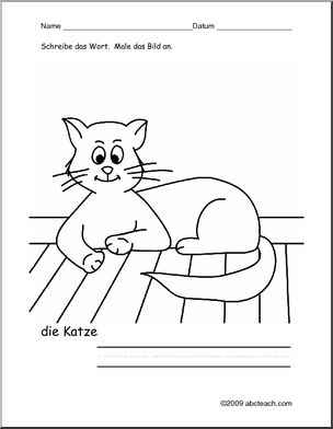 German: Color and Write – Cat