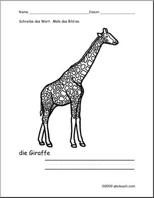 German: Color and Write – Giraffe