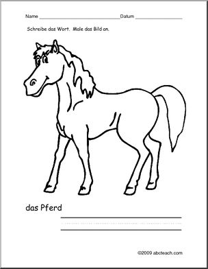 German: Color and Write – Horse