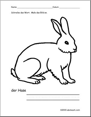 German: Color and Write – Rabbit