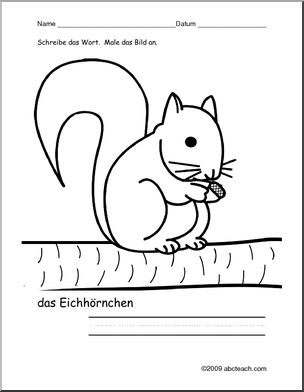 German: Color and Write – Squirrel