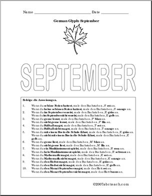 German: Glyph – September – Abcteach
