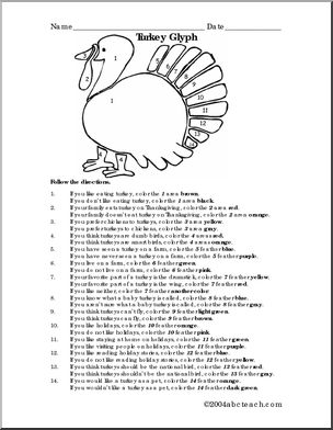 Thanksgiving Turkey (upper elementary) Glyph