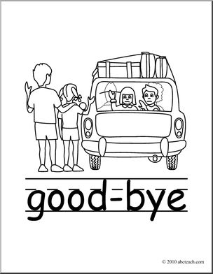 Clip Art: Basic Words: Good-bye B&W (poster) – Abcteach