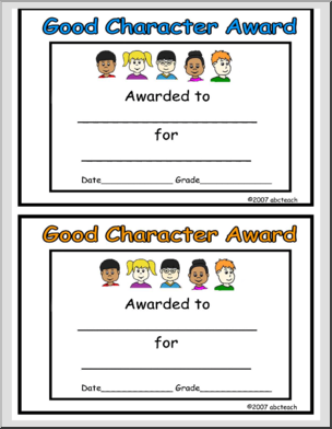 Certificate: Good Character Award
