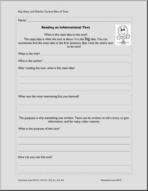 Common Core: Reading an Informational Text Template (2nd-4th grade)