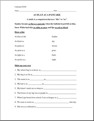 As Simple as a Simile (upper elementary/middle) Worksheet