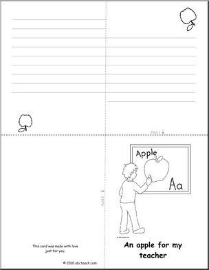Greeting Card: Apple for Teacher (foldable) (elem)