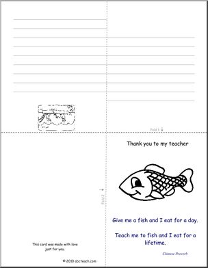Greeting Card: Fish Proverb for Teacher (foldable) (elem)