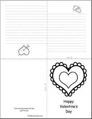 Greeting Card: Valentine Hearts (foldable) (K-1) – Abcteach