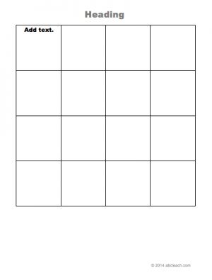 Graphic Organizer: 4×4 Grid (type in)