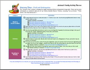 Family Activity Planner: Grocery Time Theme