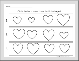 Comparing Sizes – Hearts (prek-1st) Early Math