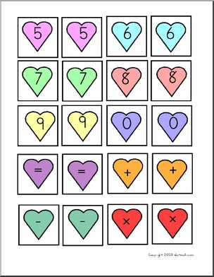 Memory Game: Hearts/Numbers – Set 4 (5-9,0)