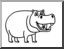 Clip Art: Basic Words: Hippo (coloring page)