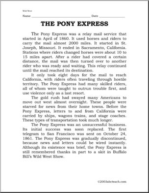Mini-Unit: Pony Express (elementary)
