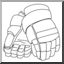 Clip Art: Ice Hockey Gloves (coloring page)