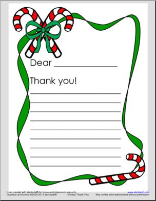 Thank You Card: Candy Cane Theme with Lines