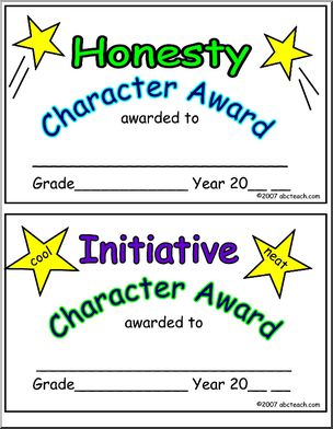 Certificate: Character Ed. – Honesty, Initiative