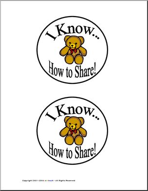 Badge: I Know How to …Share (1) (primary) – Abcteach