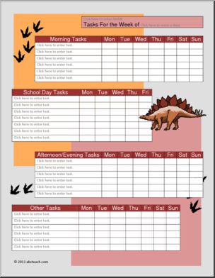 Chart: Homeschool Type-in Daily Tasks Stegosaurus Theme