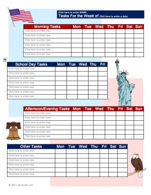 Chart: Homeschool Type-In Daily Tasks U.S. Symbols