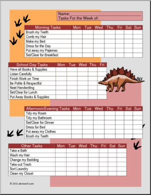 Chart: Homeschool Daily Tasks Stegosaurus Theme