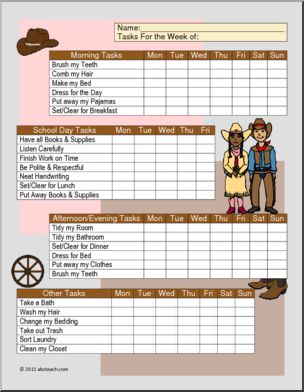 Chart: Homeschool Daily Tasks Western Theme