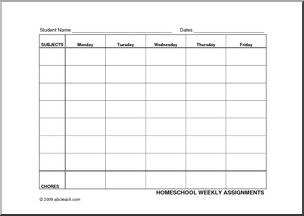 Assignment Sheet: Homeschool – weekly