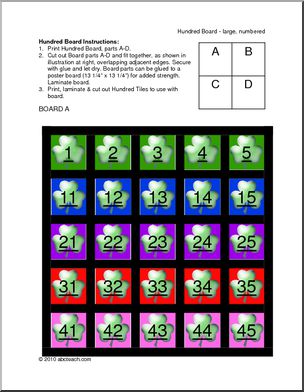 Hundred Board: Shamrock Counting Board (color) (k-1)