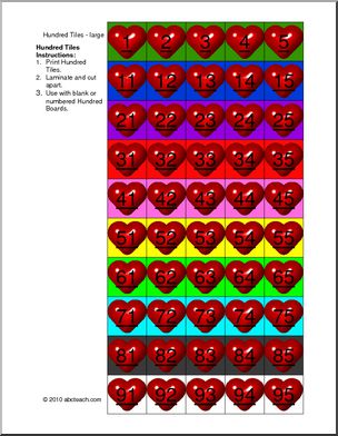 Heart Tiles to One Hundred (color) Hundred Tiles
