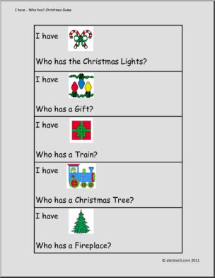 Game: Christmas Theme” I have…Who has?” (color) (primary/elem)