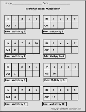 Multiplication In and Out Boxes