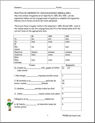 Spanish: Verbos – Imperfecto: PrÂ·ctica de Verbos Irregulares ...