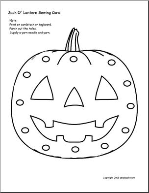 Sewing Card: Jack O’ Lantern – Abcteach